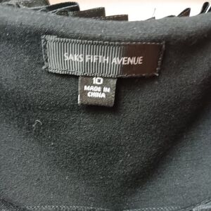 Saks Fifth Avenue Black Sleeveless Dress w/Textured Collar Sz 10